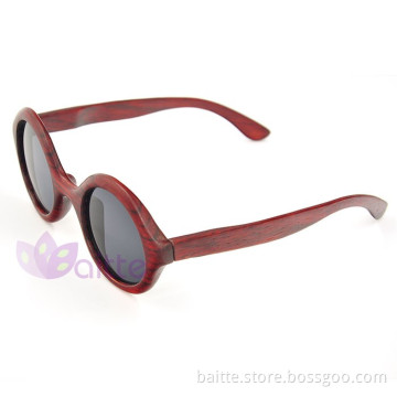 Unisex round and smal sunglasses wooden eyeglasses